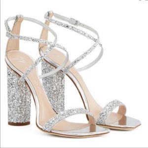 Giuseppe Zanotti Silver Glitter Heels